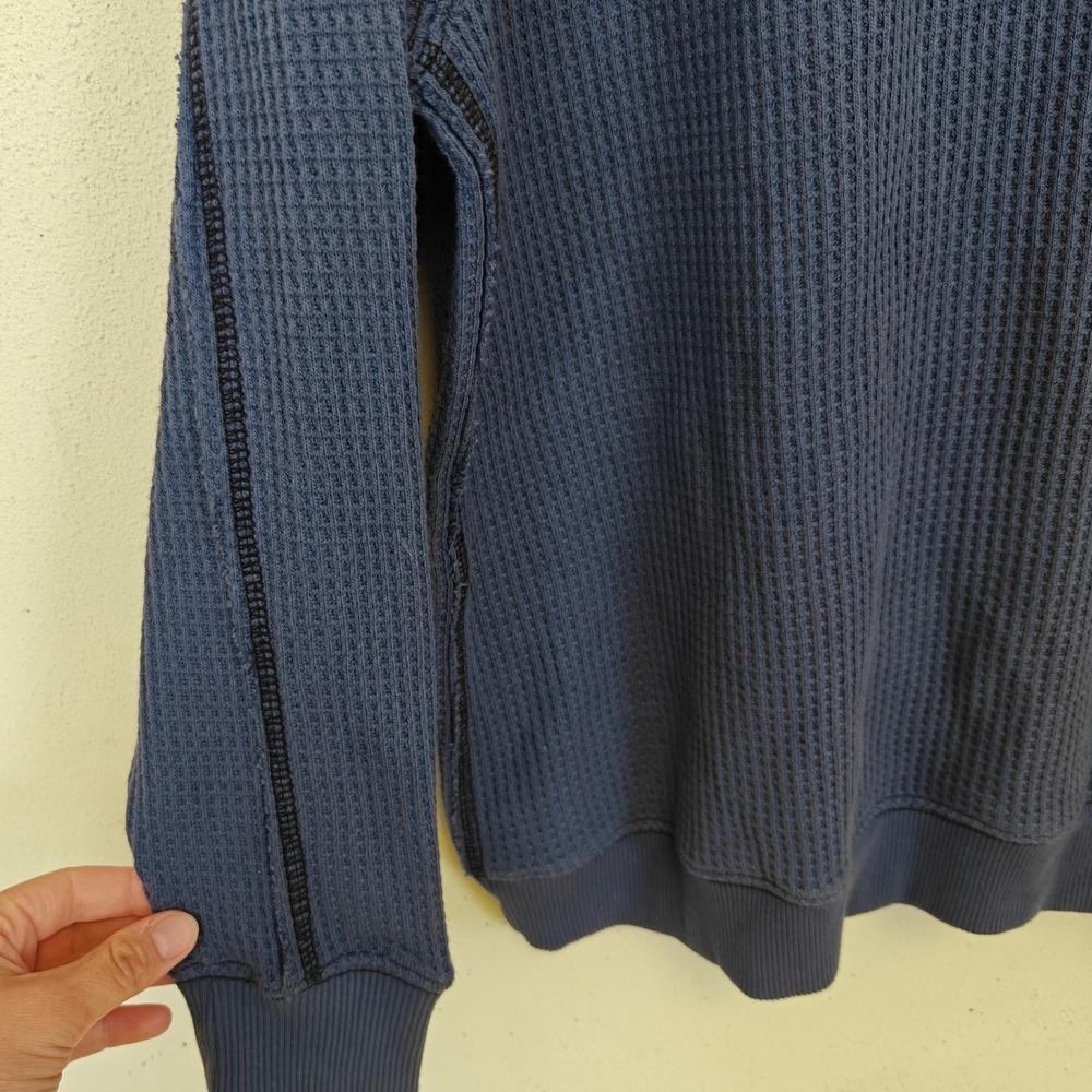 Aerie Waffle Knit Crewneck Pullover Sweater Women's Small Slate Oversized Chunky - Picture 2 of 7